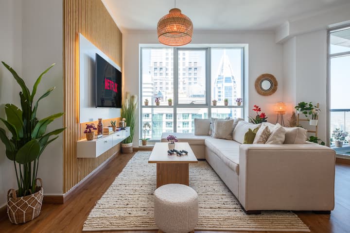 Cozy living room with entertainment setup